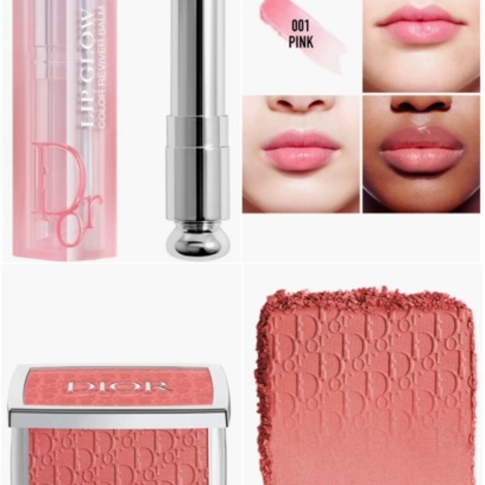 NEW Dior Beauty Bundle - Lip Glow, Pink (001) + Rosy Glow Blush, Rosewood (012)